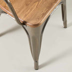 Paris cafe chair with arms & wood seat – Gunmetal