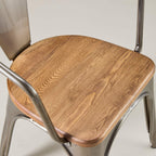 Paris cafe chair with arms & wood seat – Gunmetal