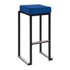 Kubo Smart Bar Stool Black Frame Blue Velvet Seat Pad