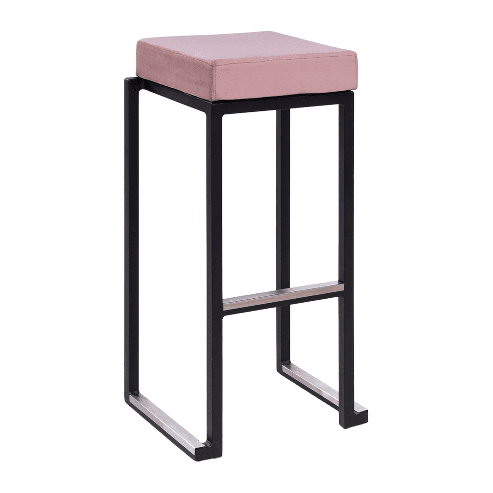 Kubo Smart Bar Stool - Black Frame - Velvet Seat Pad