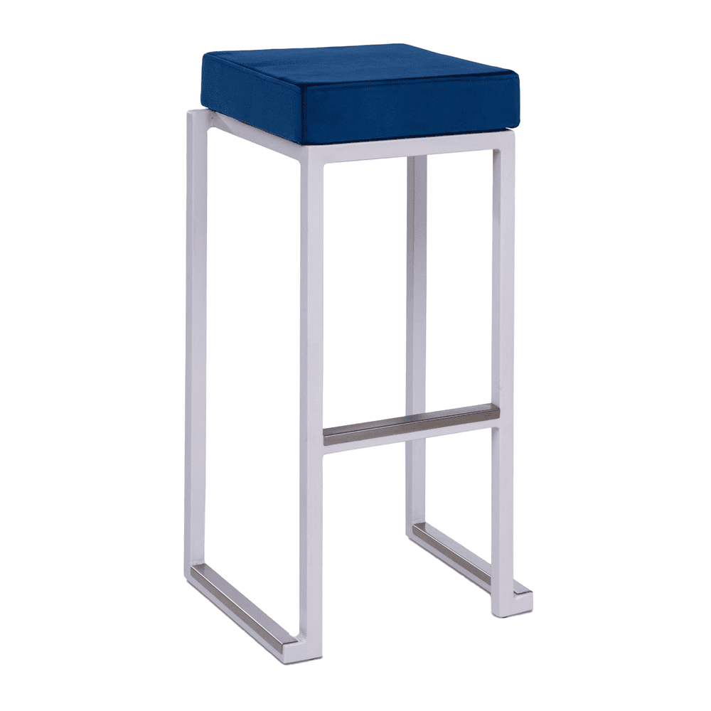 Kubo Smart Bar Stool - White Frame - Velvet Seat Pad