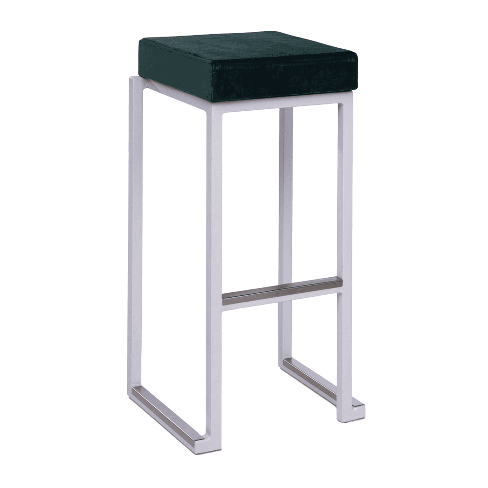 Kubo Smart Bar Stool - White Frame - Velvet Seat Pad