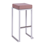 Kubo Smart Bar Stool White Frame Pink Velvet Seat Pad