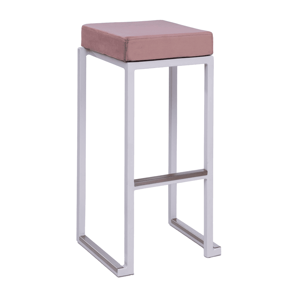 Kubo Smart Bar Stool - White Frame - Velvet Seat Pad