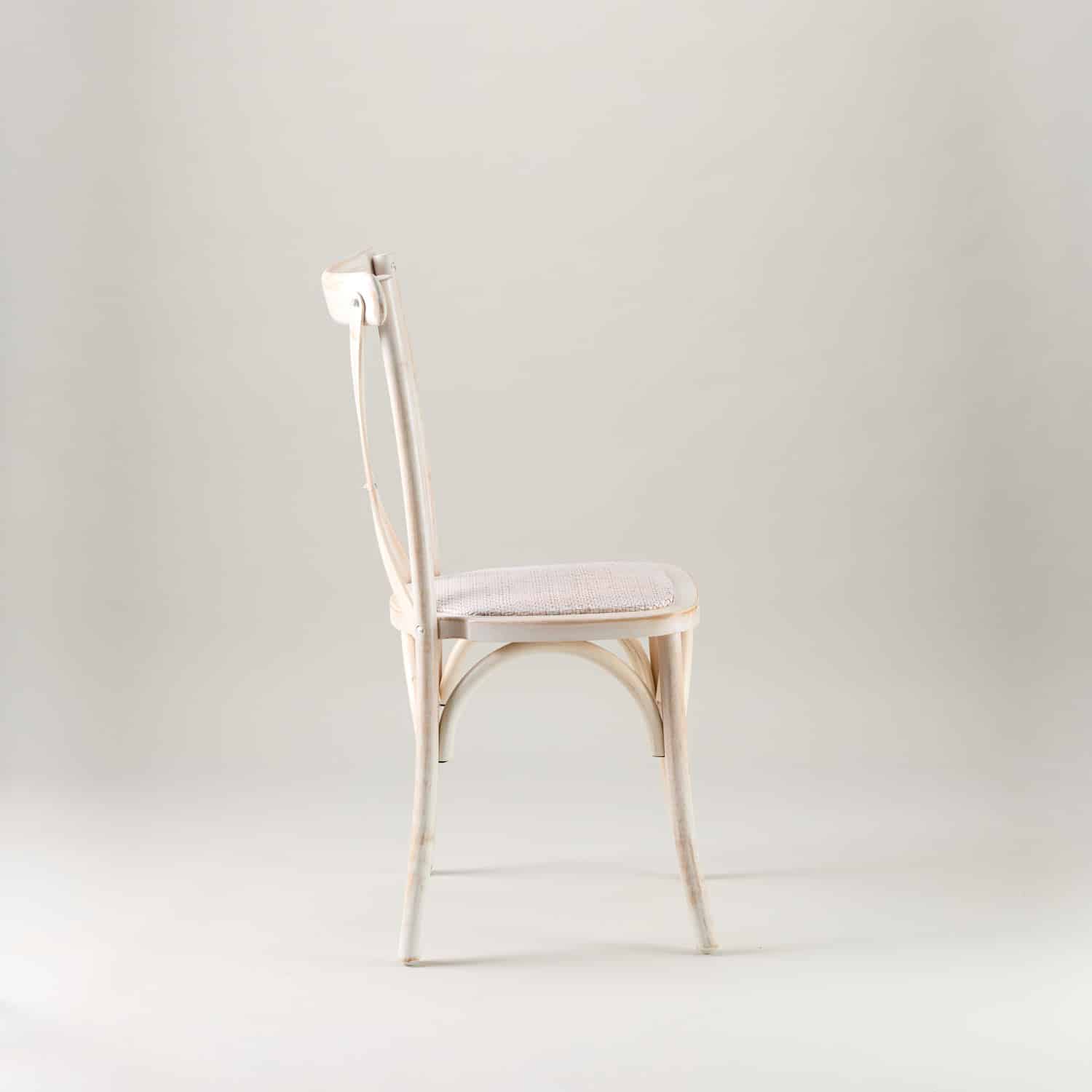 Limewashed crossback chair – rattan seat pad