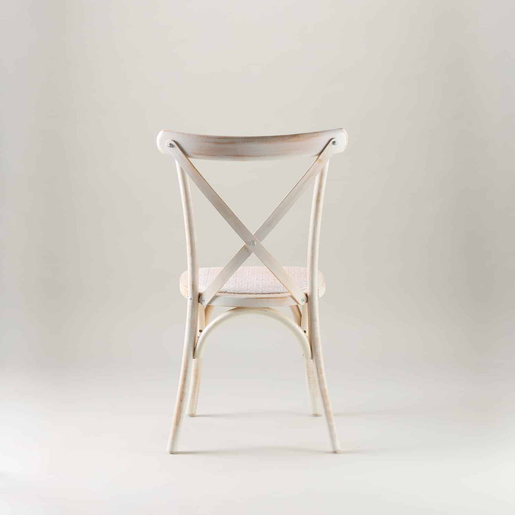 Limewashed crossback chair – rattan seat pad