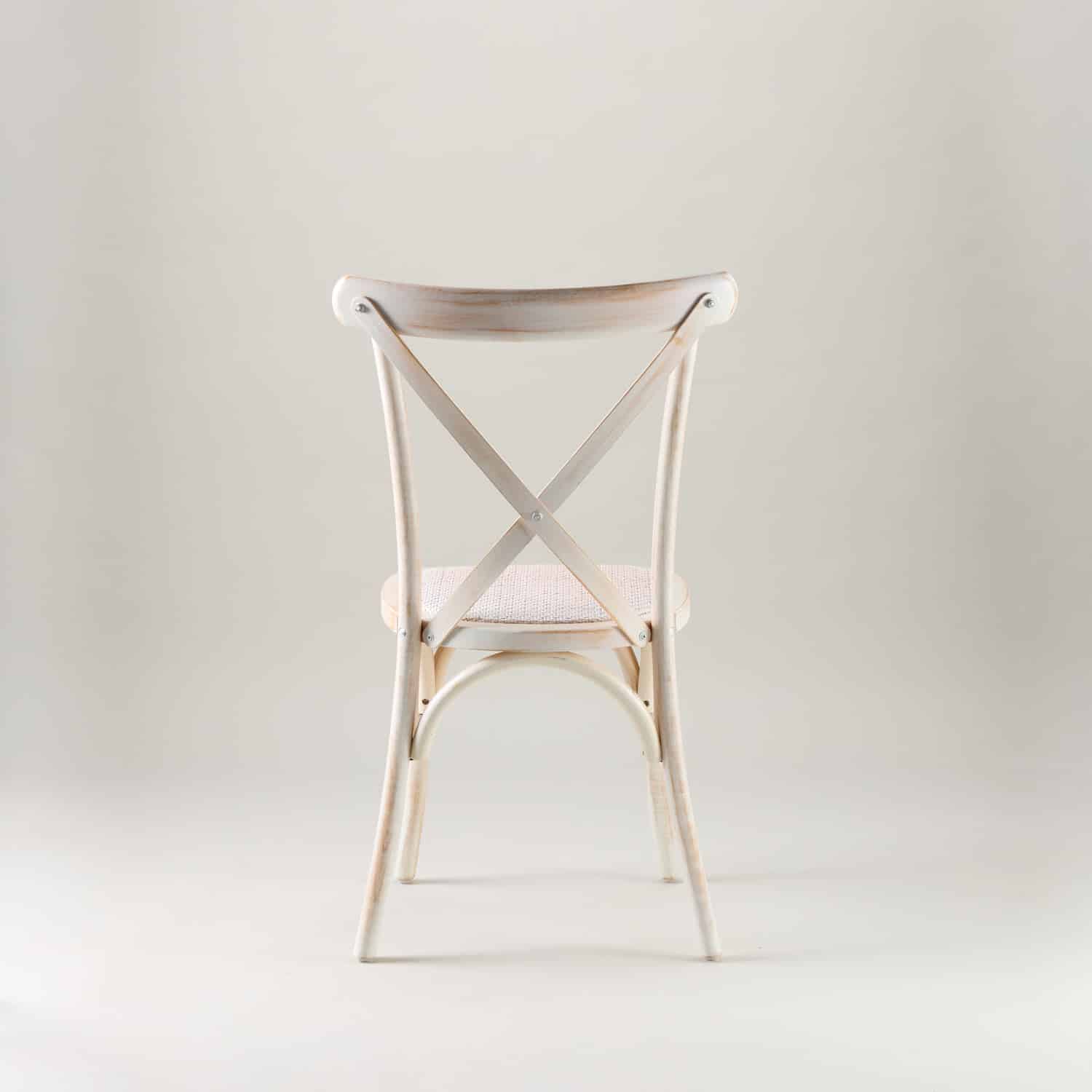 Limewashed crossback chair – rattan seat pad