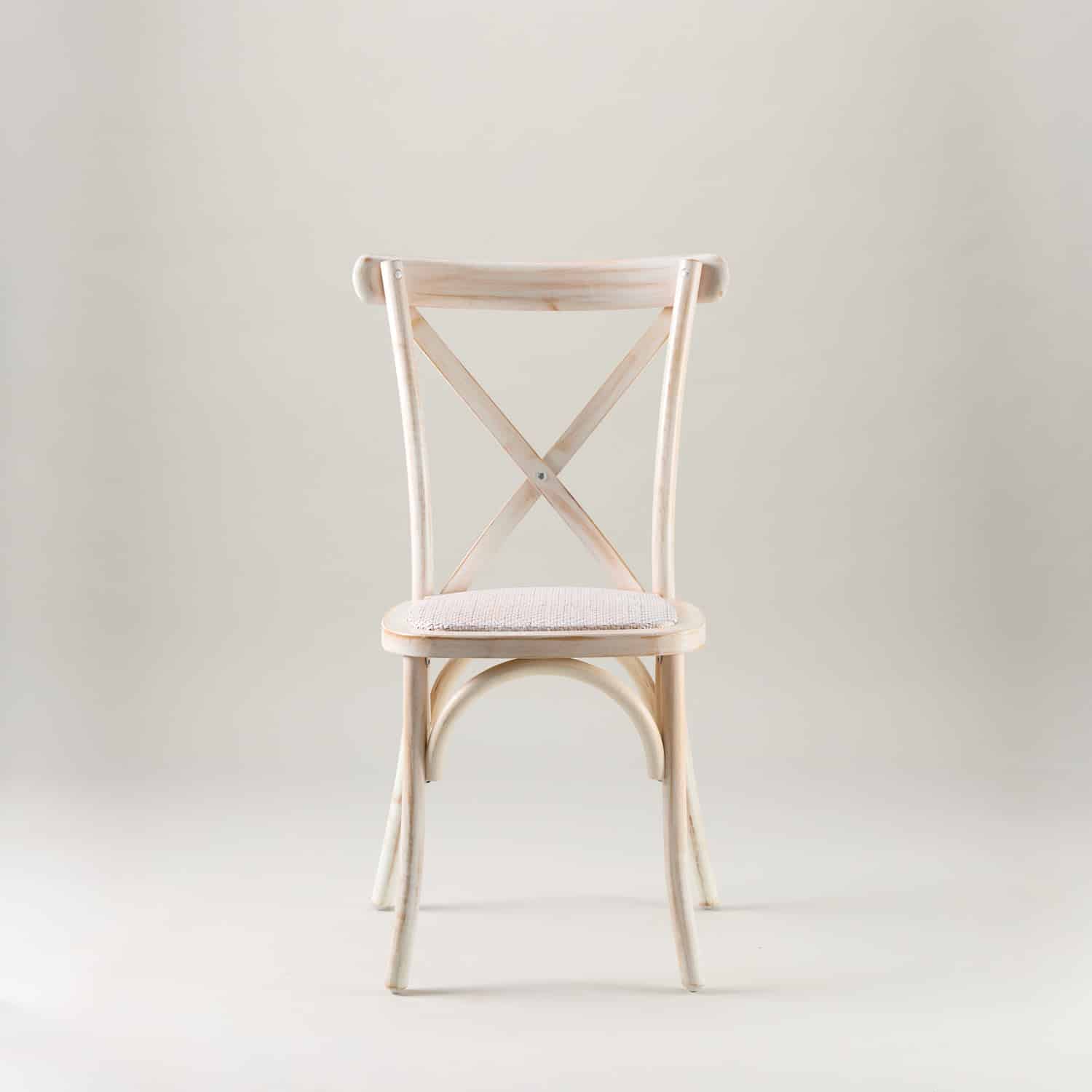 Limewashed crossback chair – rattan seat pad