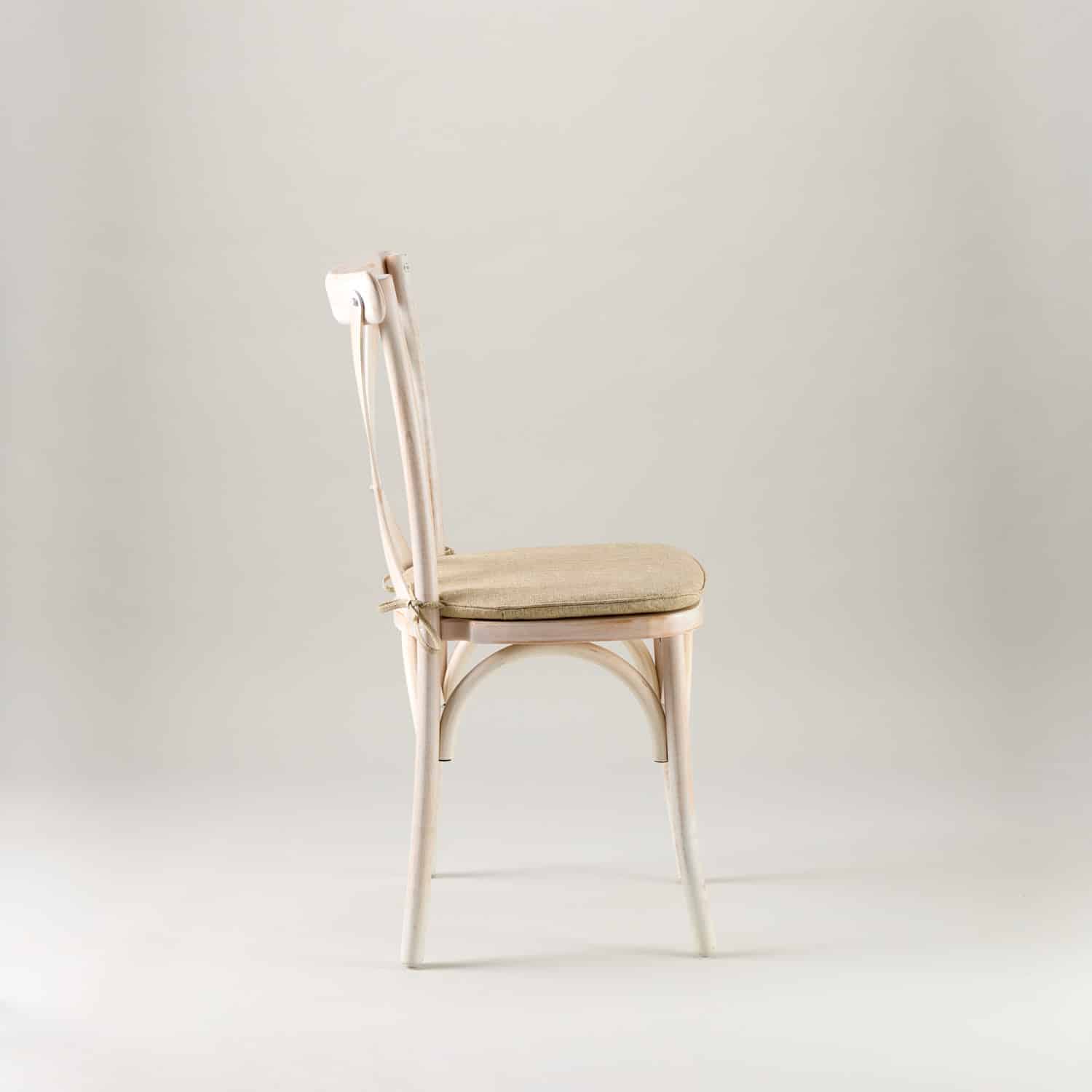 Limewashed crossback chair – tie on seat pad
