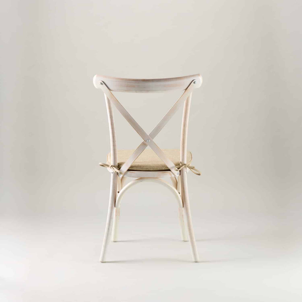 Limewashed crossback chair – tie on seat pad
