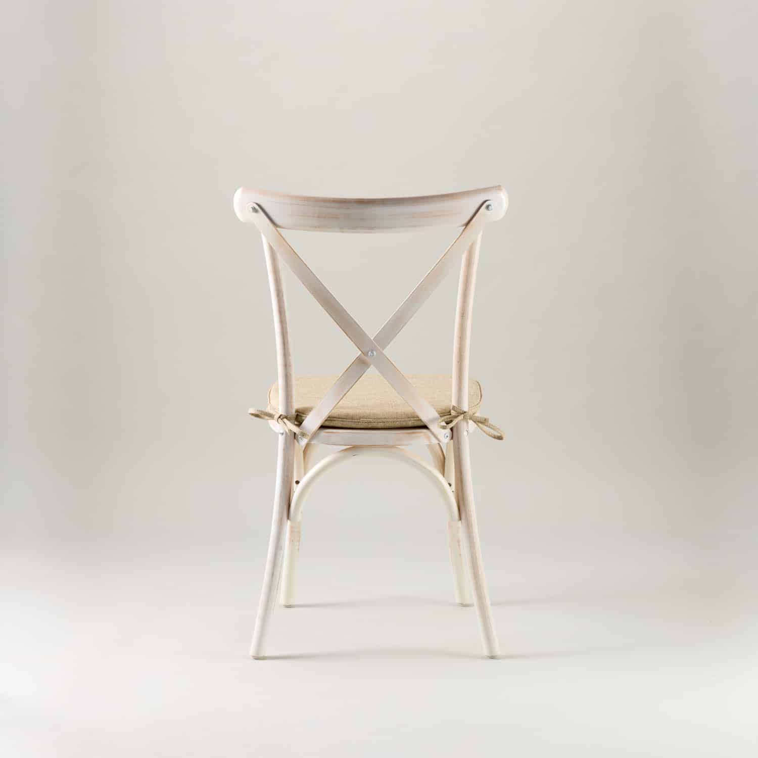 Limewashed crossback chair – tie on seat pad