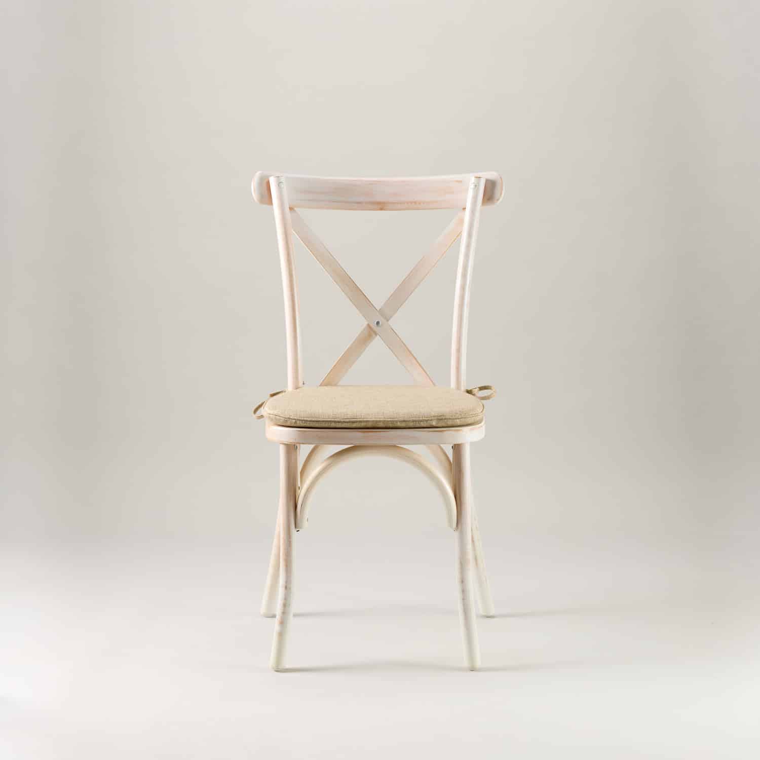 Limewashed crossback chair – tie on seat pad