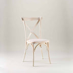 Limewashed crossback chair – rattan seat pad