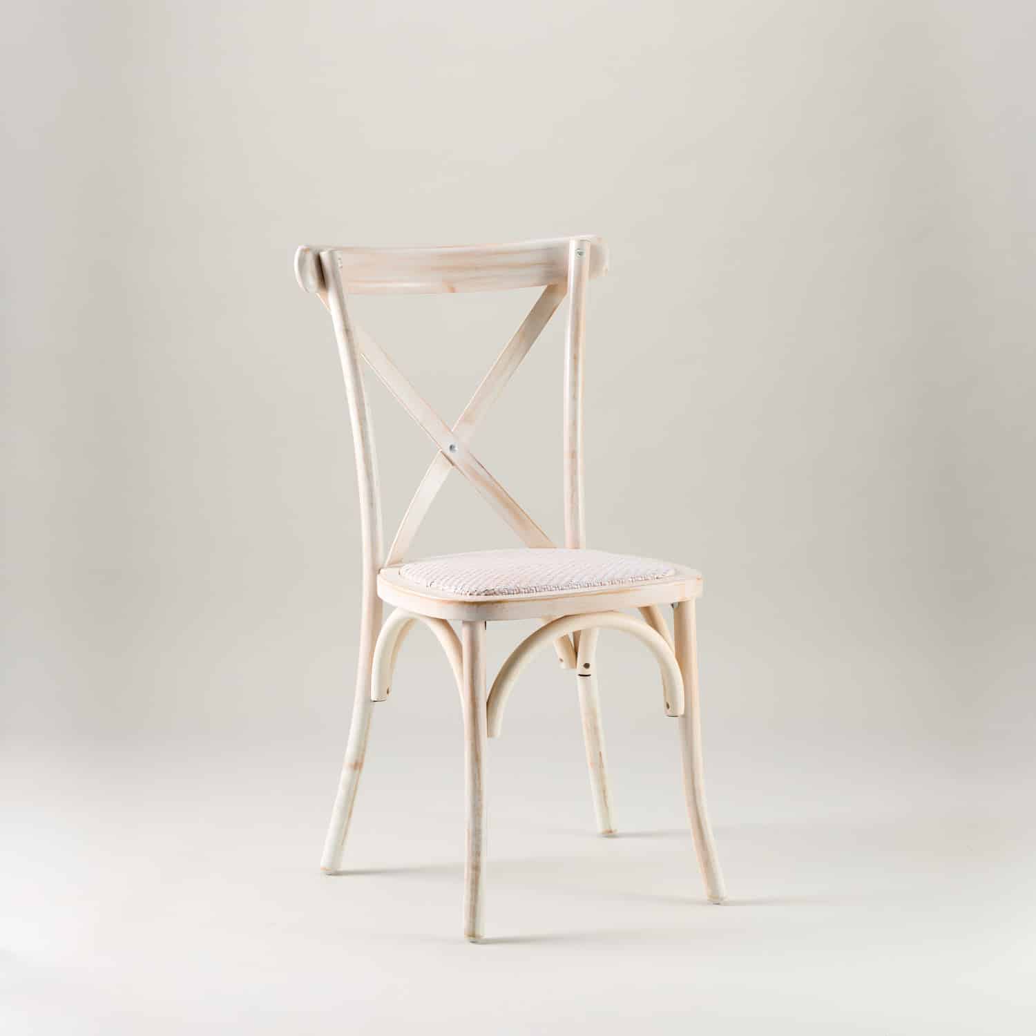 Limewashed crossback chair – rattan seat pad