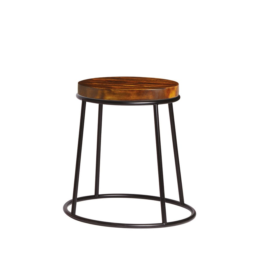 MAX 45 Low Stool - Rustic Aged Wooden Seat Pad