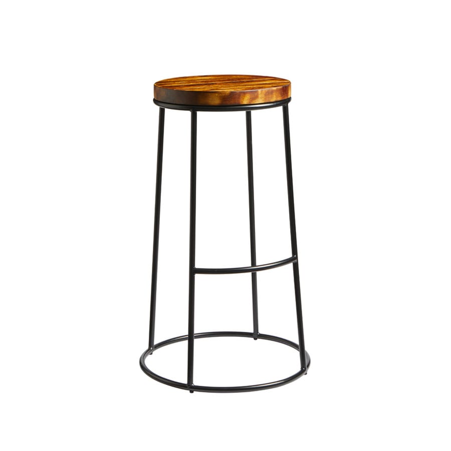 Max 75 High Stool Black Rustic Aged Wooden Seat Pad Za.577st