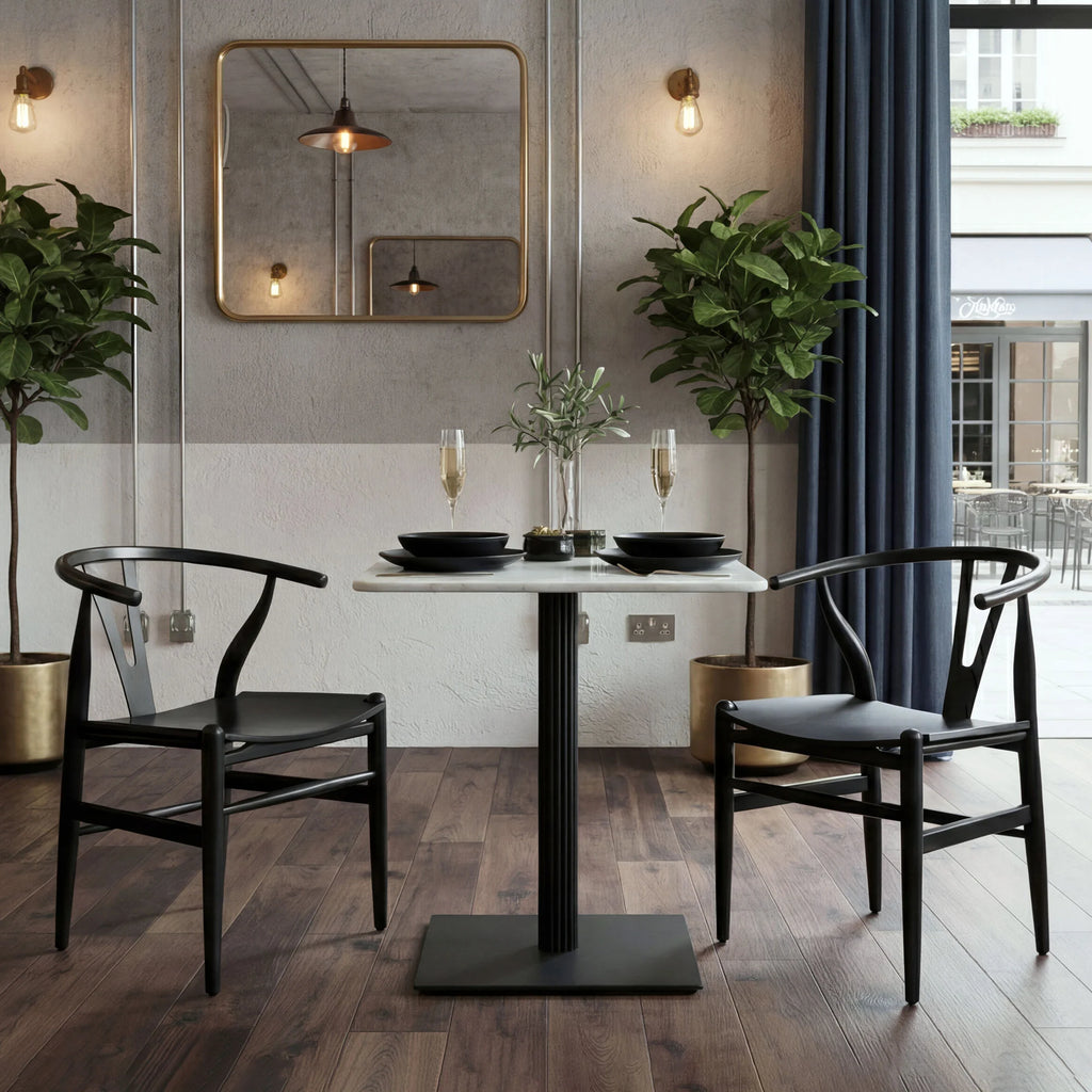 Marble Table Top Wishbone Chair Square