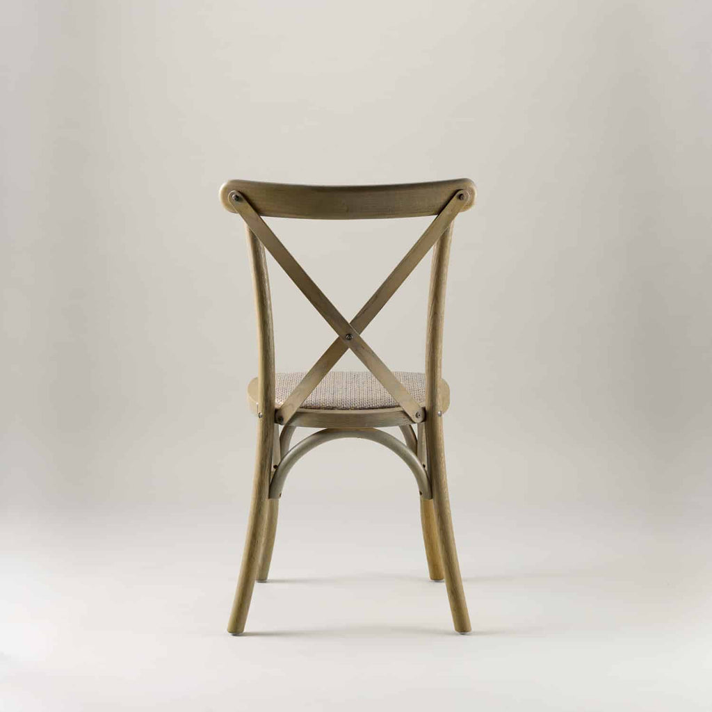 Mottled Grey crossback chair – rattan seat pad