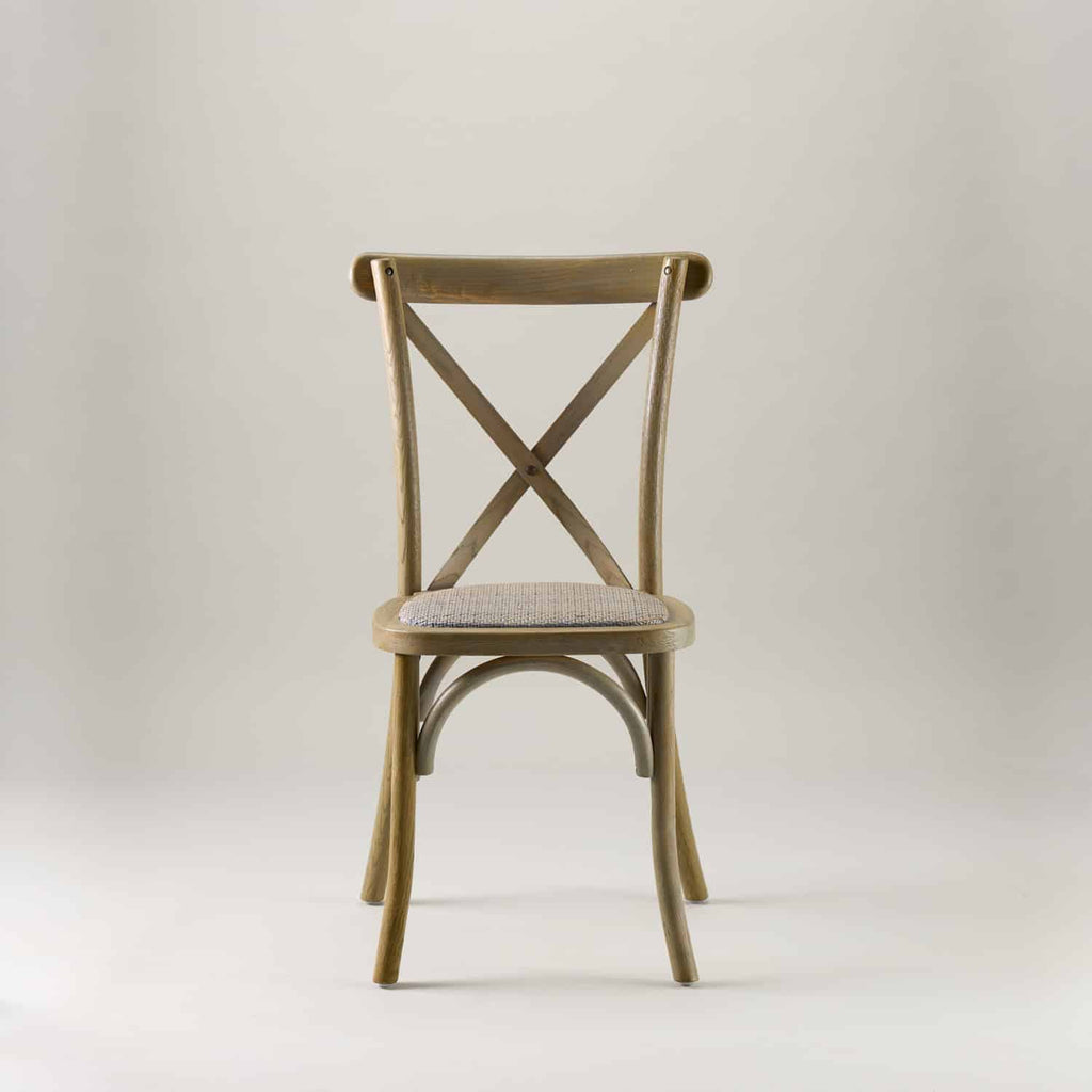 Mottled Grey crossback chair – rattan seat pad