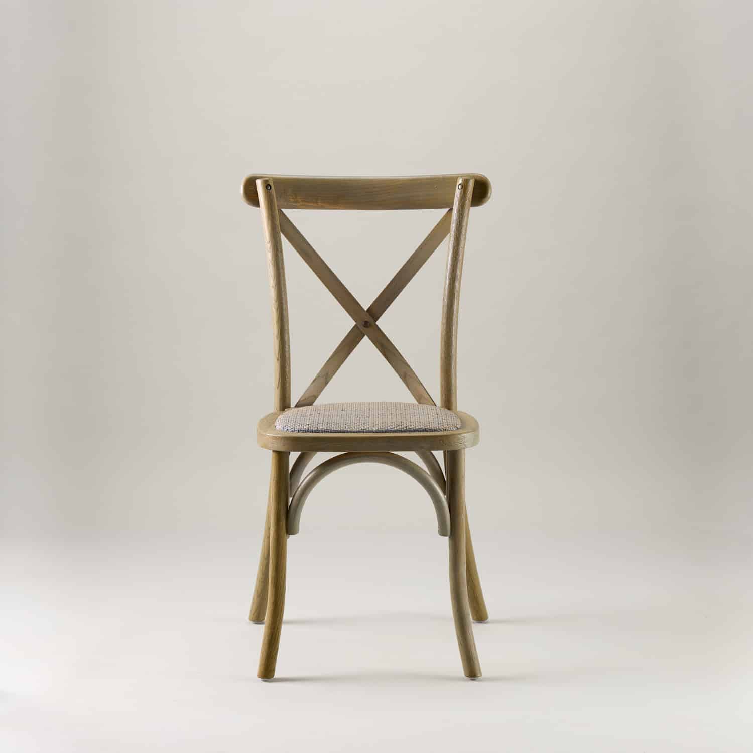 Mottled Grey crossback chair – rattan seat pad