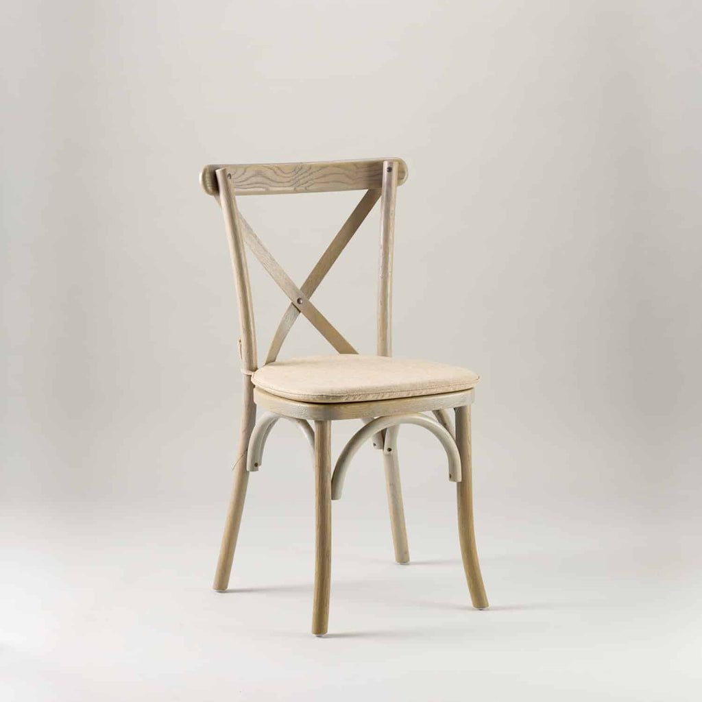 Mottled Grey crossback chair – tie on seat pad