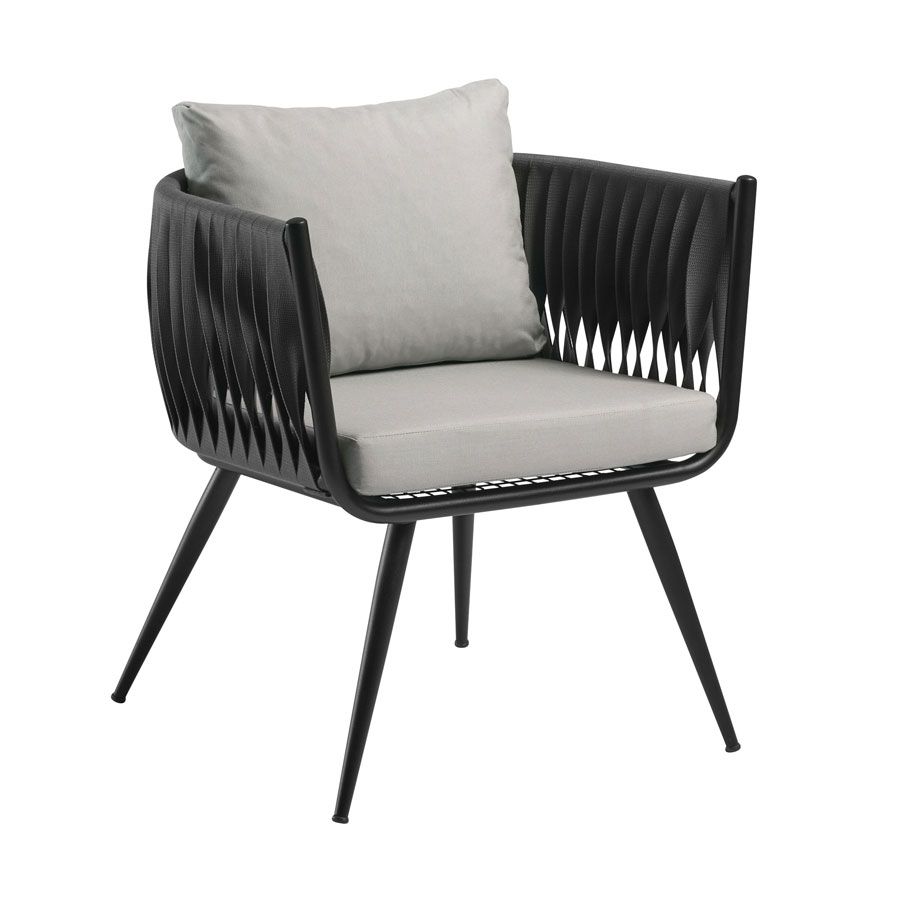 mozzini belt 2 seater sofa matt black frame / anthracite rope weave / light grey cushions za.6765c (copy)