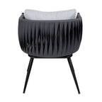 mozzini belt 1 seater armchair matt black frame / anthracite rope weave / light grey cushions za.6766c