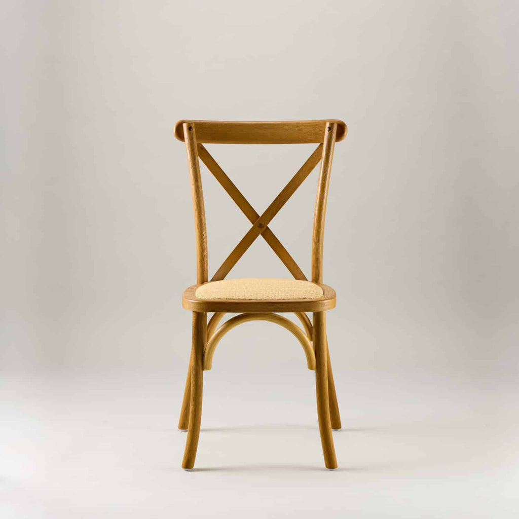 Natural Elm crossback chair – rattan seat pad