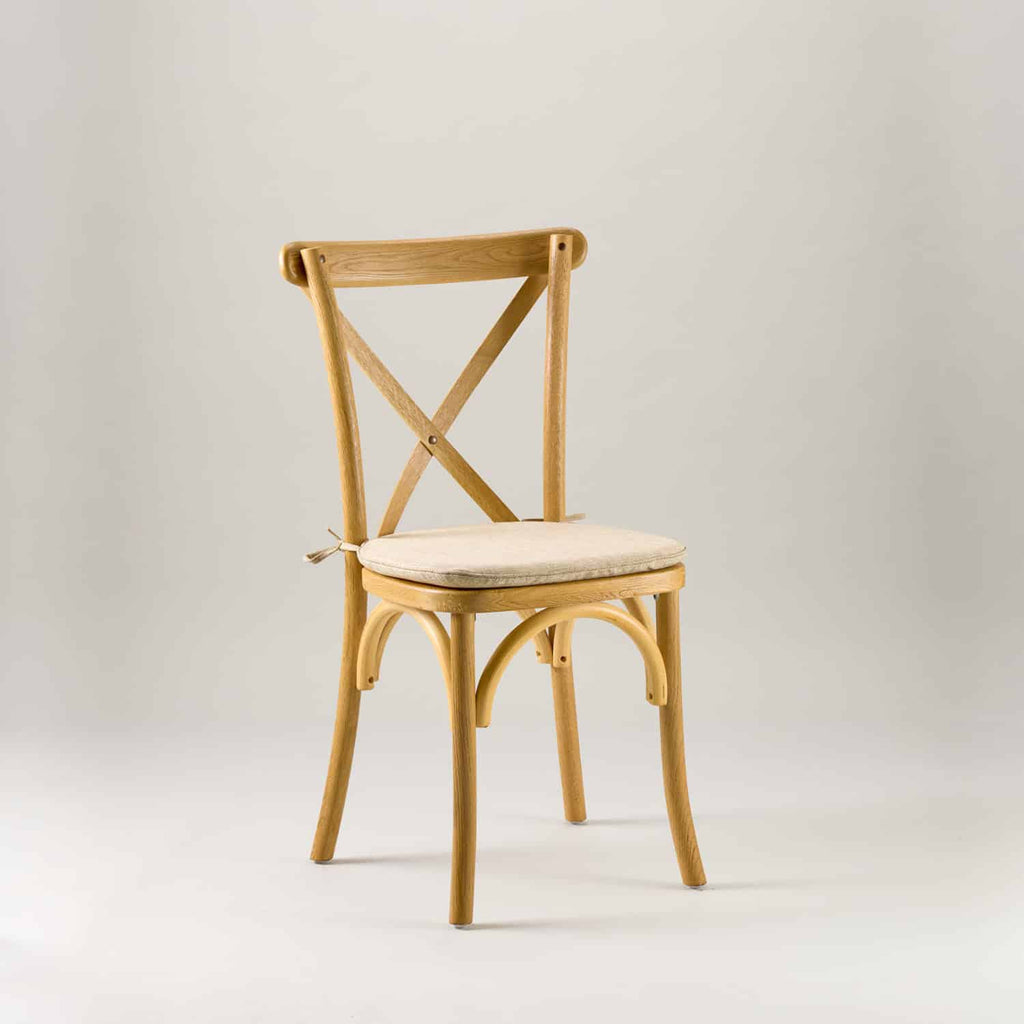Natural Elm crossback chair – tie on seat pad