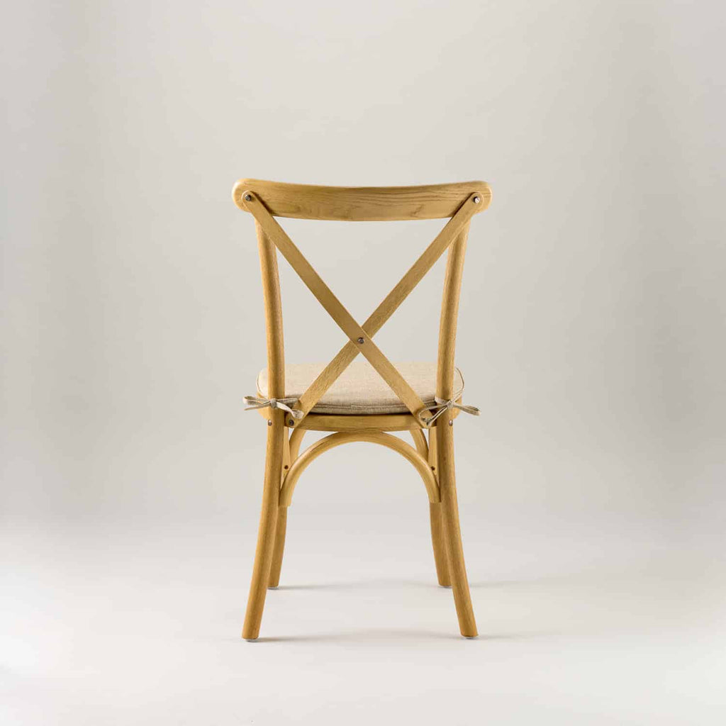 Natural Elm crossback chair – tie on seat pad