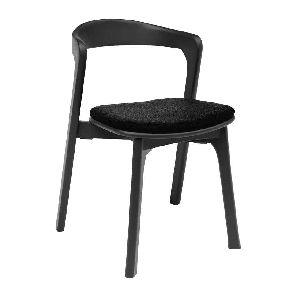 Nina Stacking Side Chair - Black - Upholstered Seat Pad