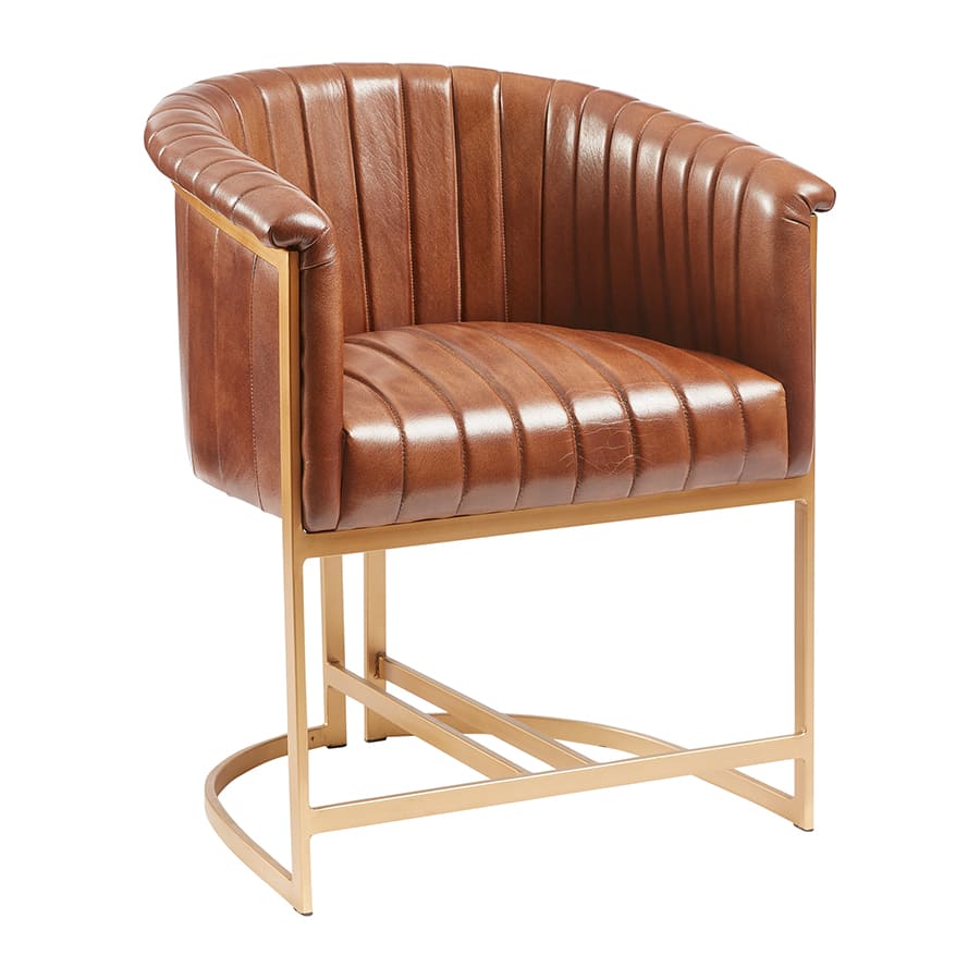 NOLAN Armchair - Genuine Pecan Brown Leather