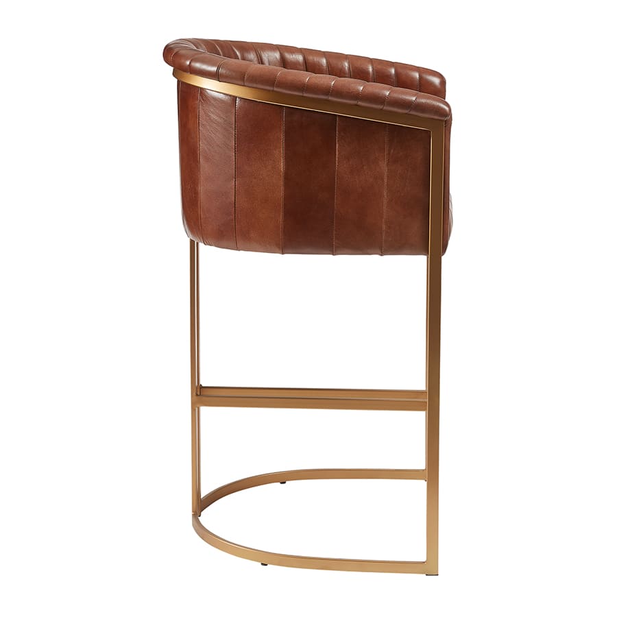 NOLAN Bar Stool - Genuine Pecan Brown Leather