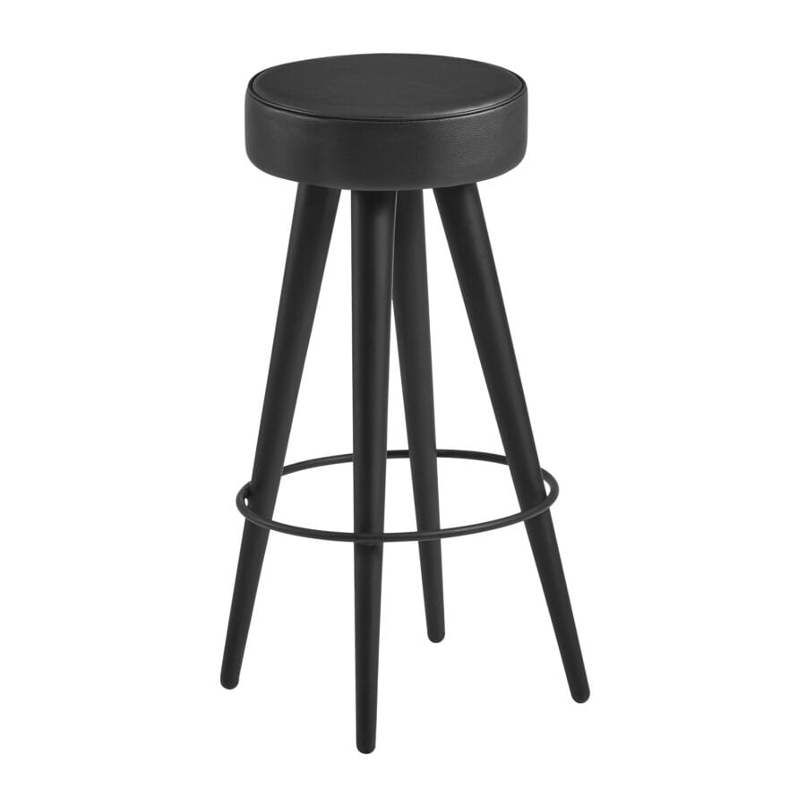 Oakland Stool - Black Faux leather Seat Pad