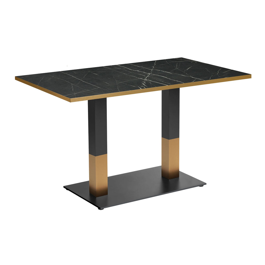 Omega Complete Dining Table- Black Marble with Boston Sleek Black/Gold Base