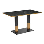 Omega Complete Dining Table- Black Marble with Boston Sleek Black/Gold Base