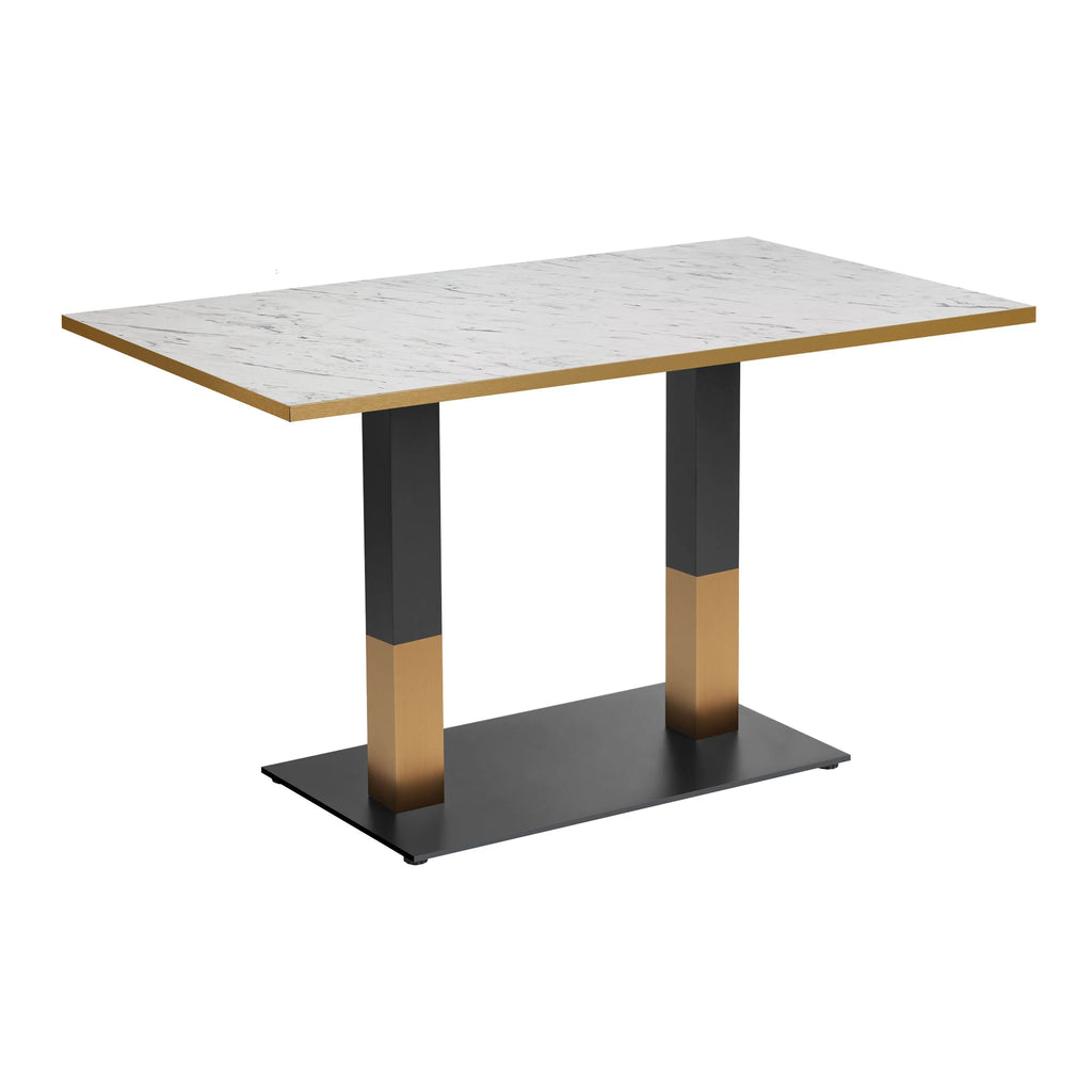 Omega Complete Dining Table - White Carrara Marble with Boston Sleek Black/Gold Base