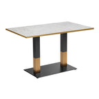 Omega Complete Dining Table - White Carrara Marble with Boston Sleek Black/Gold Base