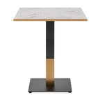 Omega Complete Dining Table - White Carrara Marble with Boston Sleek Black/Gold Base