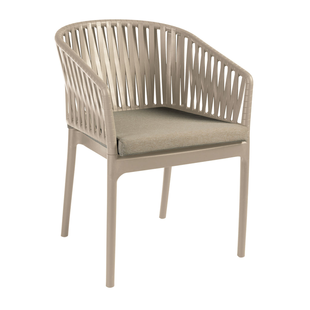 Portofino Stacking Armchair with Taupe Seat Cushion