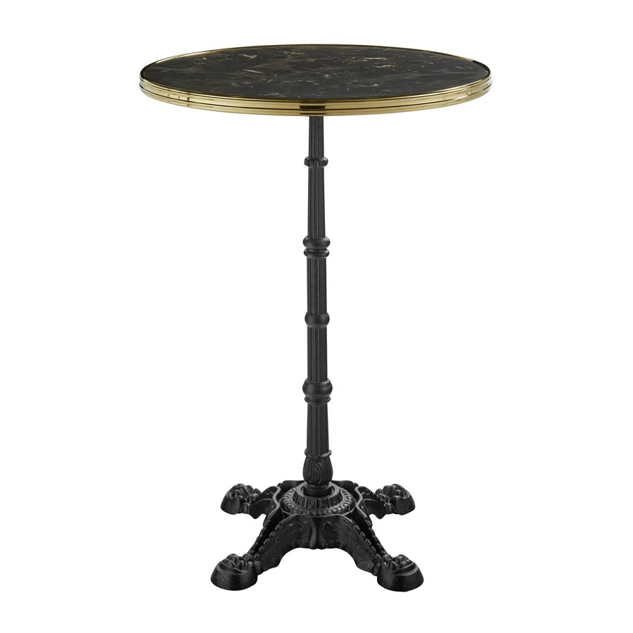 PARISIAN Complete Bar Height Table - Flat Auto-Adjust - Dark Marble with Gold Rim
