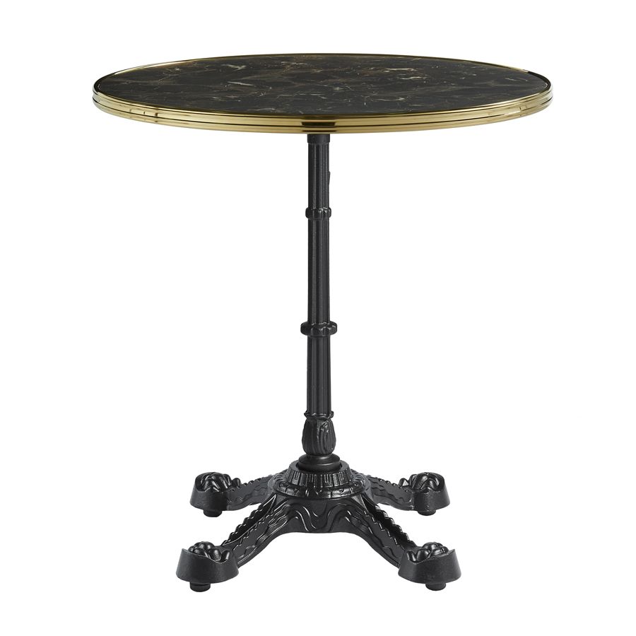 PARISIAN Complete Dining Table - Flat Auto-Adjust - Dark Marble with Gold Rim