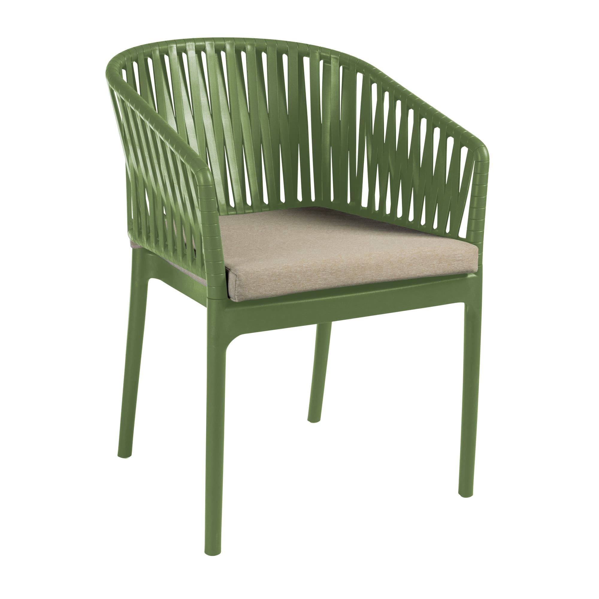 Portofino Stacking Armchair with Taupe Seat Cushion