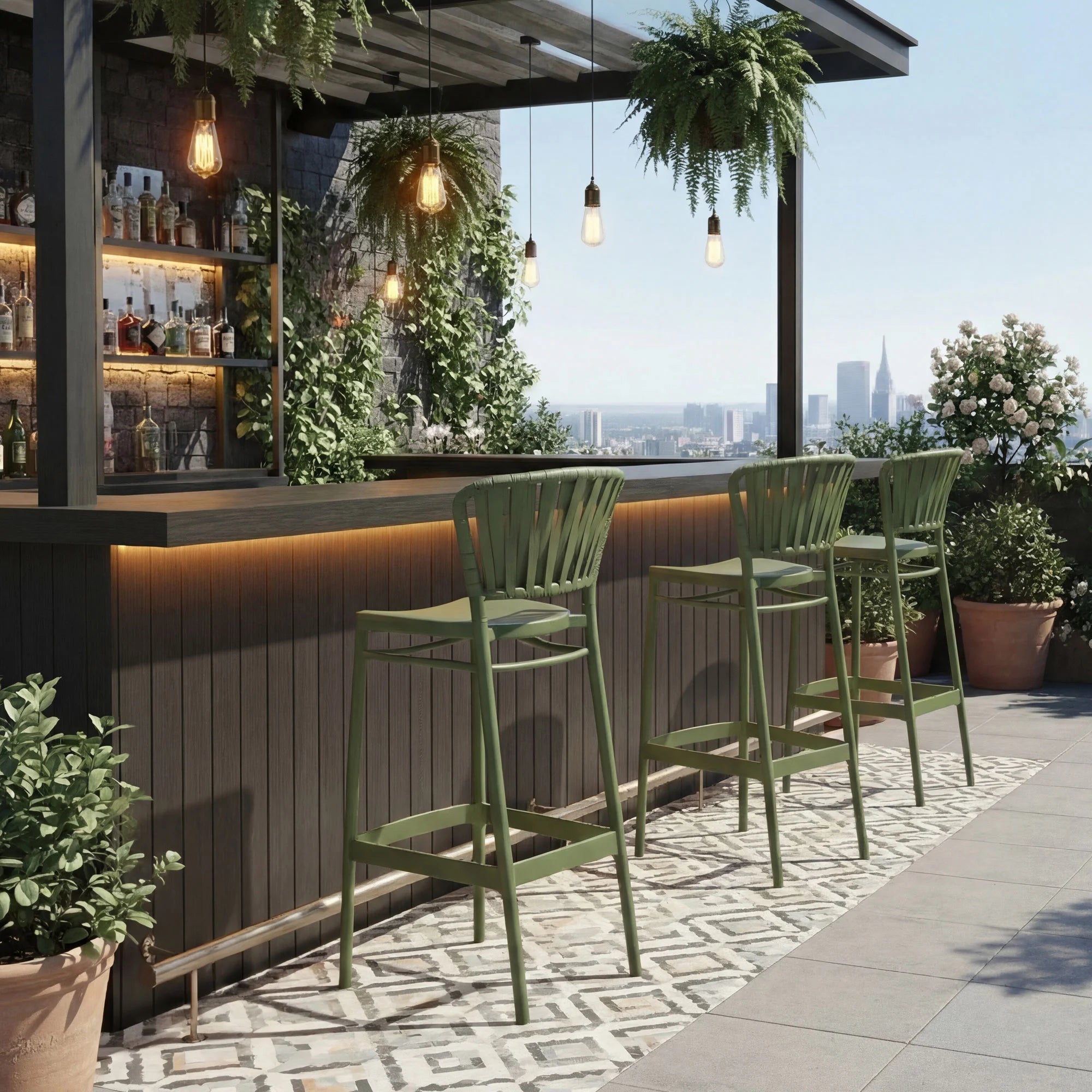 Portofino Bar Stool Green Square