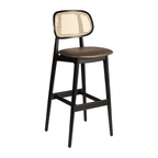 Relish Bar Stool - Beech Satin Black - Natural Cane Back - Lascari Seat Pad