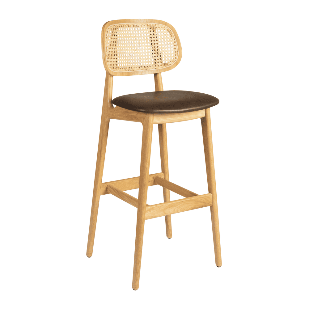 Relish Bar Stool - Natural Oak - Natural Cane Back - Lascari Seat Pad