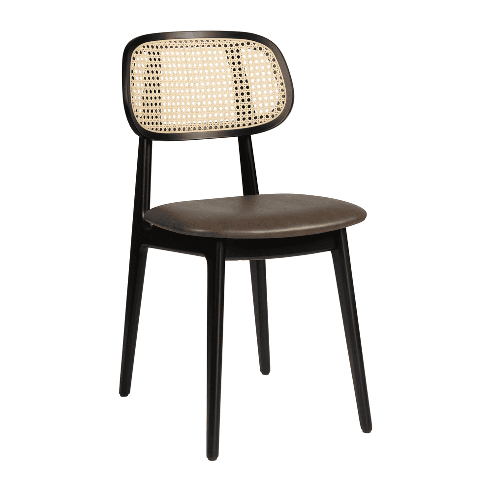 Relish Side Chair - Beech Satin Black - Natural Cane Back - Lascari Seat Pad