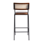 Savanna Bar Stool Genuine Pecan Brown Leather Back