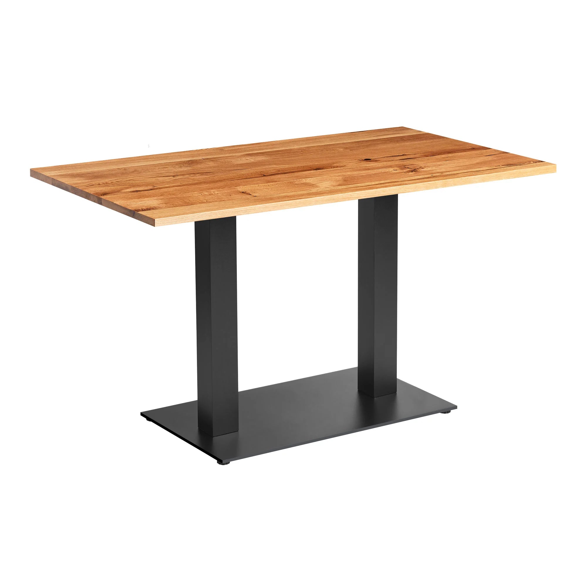 Character Oak Complete Dining Table- Natural Oak with Boston Sleek Black Base