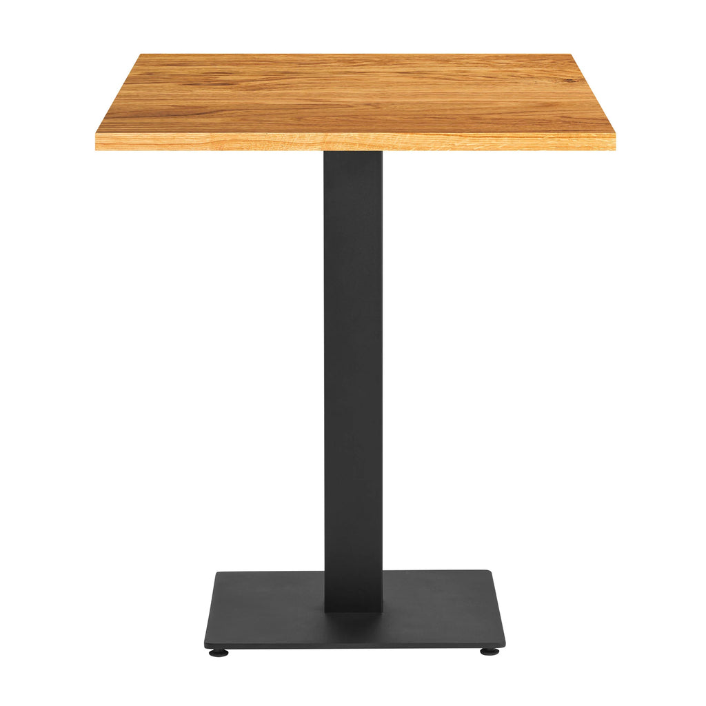 Solid Oak Dining Height Table Natural Moderno Small Square Base Black